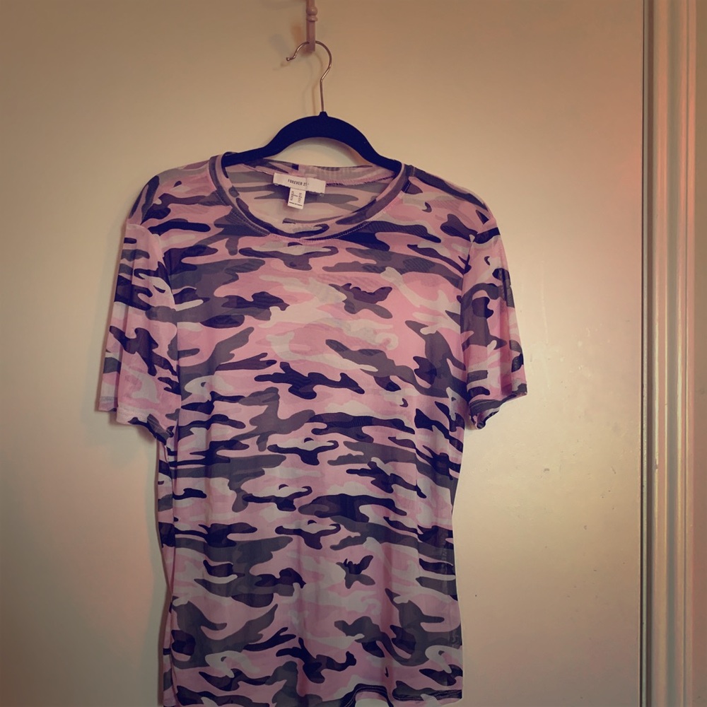 Pink Camo mesh top